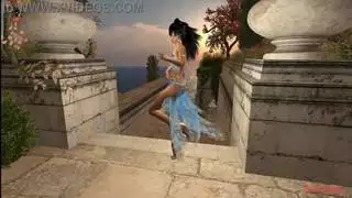 فتاة خيالية زرقاء راقصة شرقية في الثلاثي السلطان مع بي بي سي والجنس المتشددين